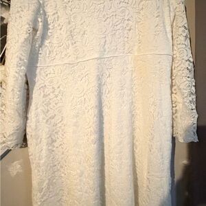Chic Long Sleeve Lace Dress in White
